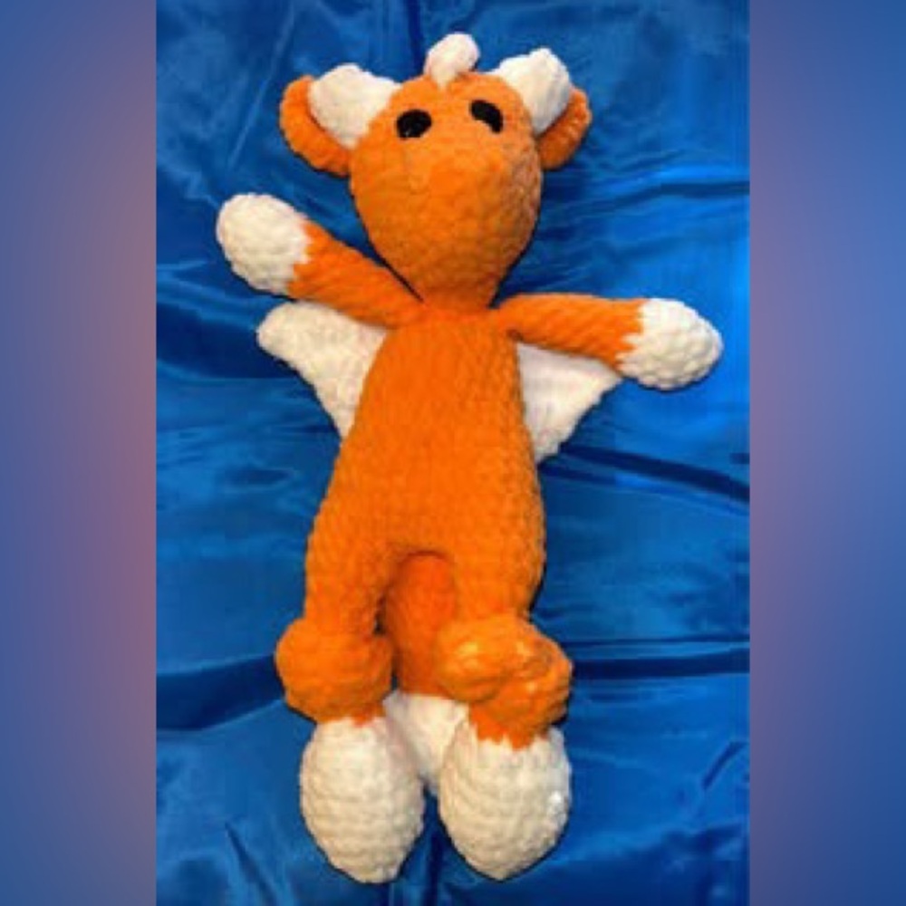 Hand crocheted dragon snugglers stuffy doll